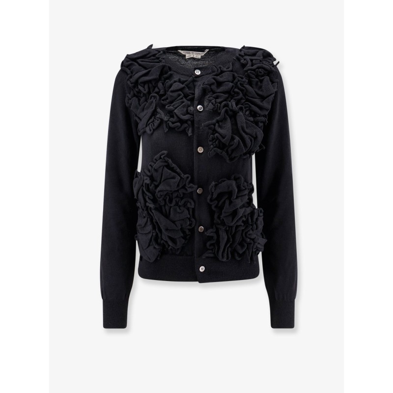 Wool cardigan with ruffled detail