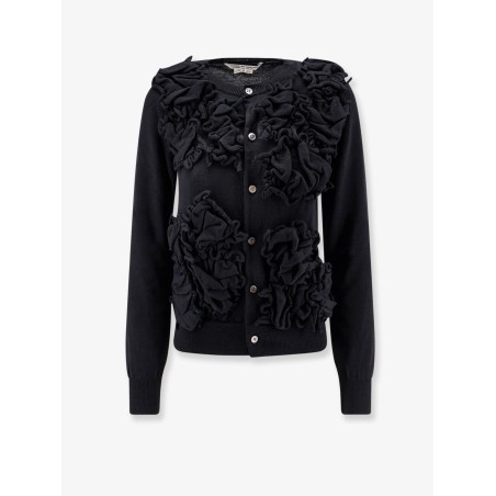 Wool cardigan with ruffled detail