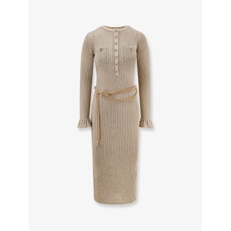 Ribbed lurex knit midi dress
