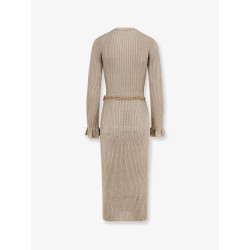 Ribbed lurex knit midi dress
