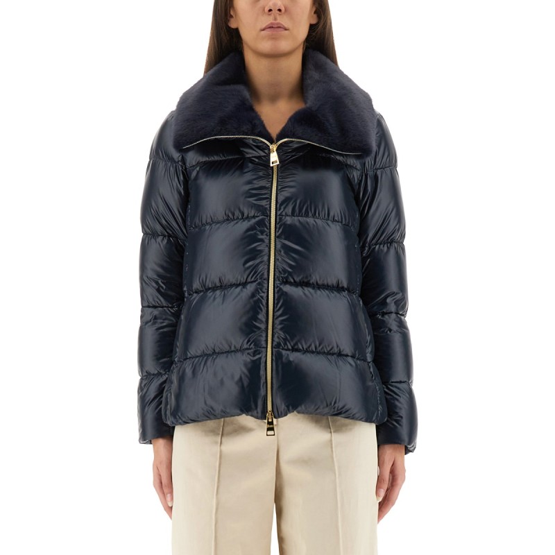 DOWN JACKET WITH LINED COLLAR