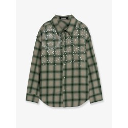 Shirt with check pattern and all-over studs