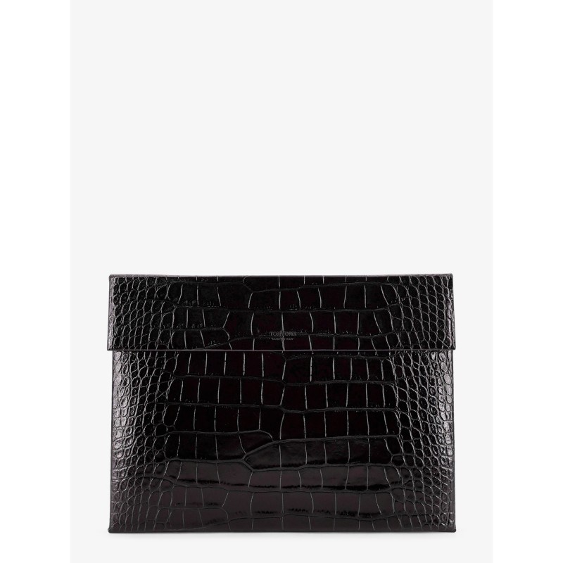 Crocodile-print leather document holder