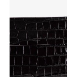 Crocodile-print leather document holder
