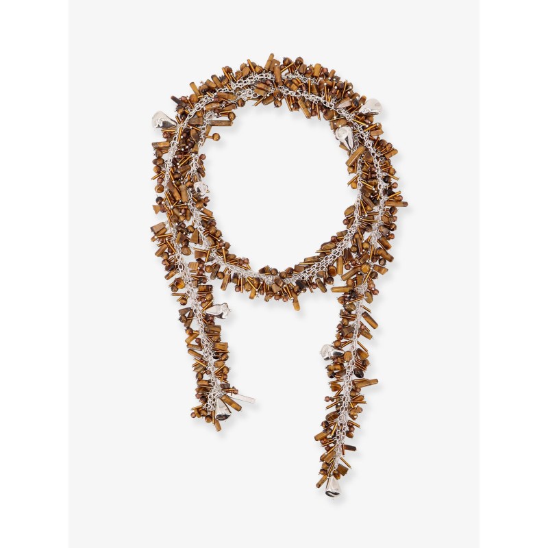 Embroidered Scarf metal necklace