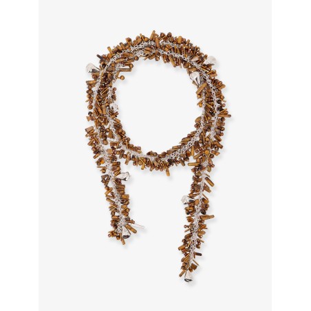 Embroidered Scarf metal necklace