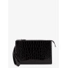 Crocodile-print leather clutch bag