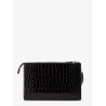 Crocodile-print leather clutch bag