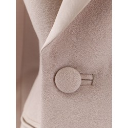 Double-breasted wool blend blazer with satin profiles