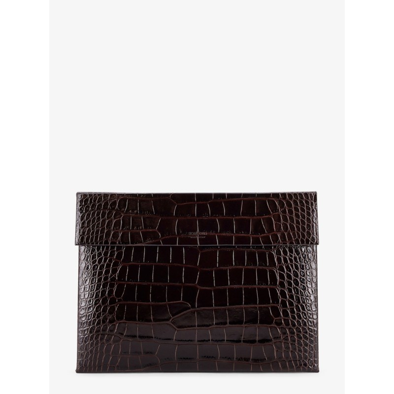 Crocodile-print leather document holder