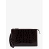 Crocodile-print leather clutch bag