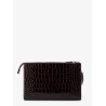 Crocodile-print leather clutch bag