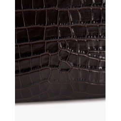 Crocodile-print leather clutch bag