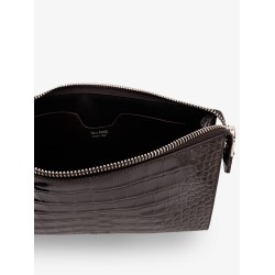 Crocodile-print leather clutch bag