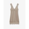 Satin short dress with lace inserts
