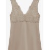 Satin short dress with lace inserts