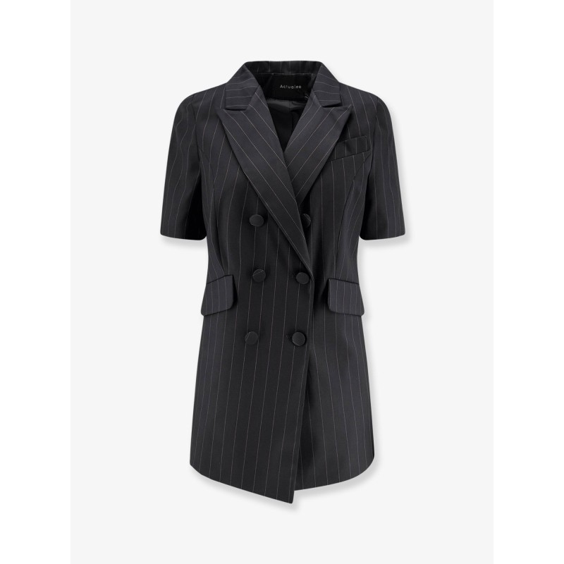 Double-breasted pinstriped blazer