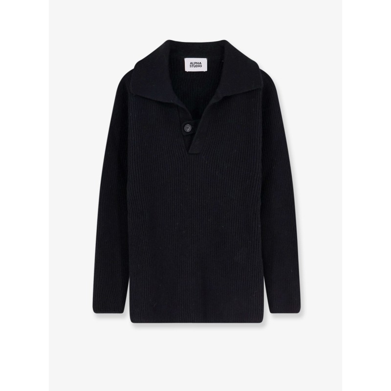 Wool polo sweater