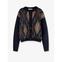 Diamond pattern alpaca blend cardigan