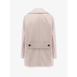 Berta cashmere peacoat with gold metal buttons