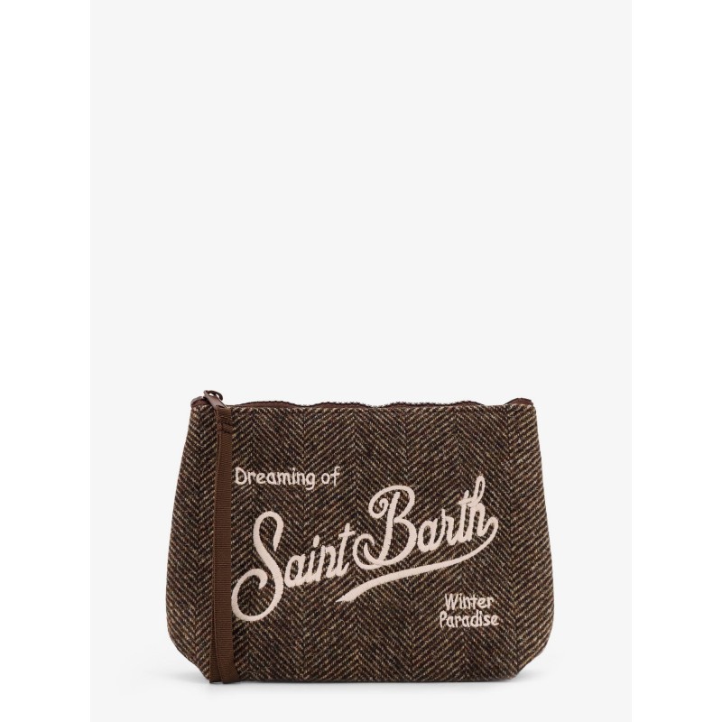 Aline Wool clutch bag with herringbone pattern
