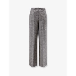 Tartan trousers with lurex and sequin trim