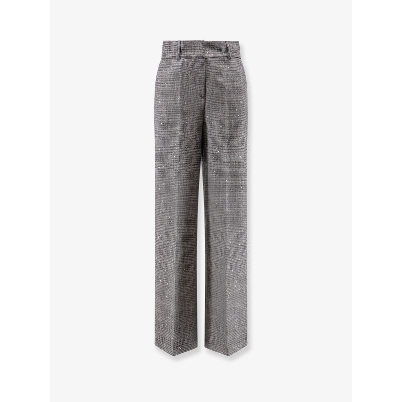 Tartan trousers with lurex and sequin trim