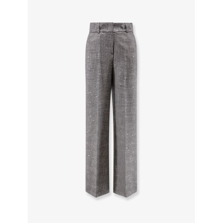 Tartan trousers with lurex and sequin trim