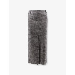 Tartan midi skirt with lurex and sequin trim