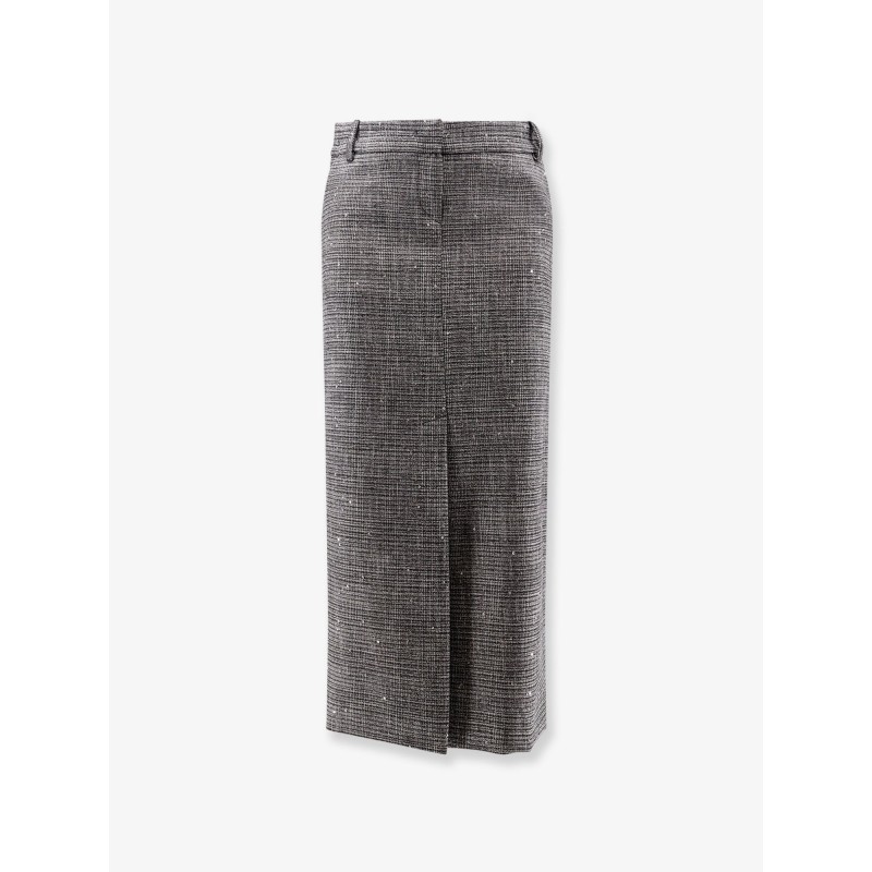Tartan midi skirt with lurex and sequin trim