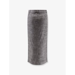 Tartan midi skirt with lurex and sequin trim