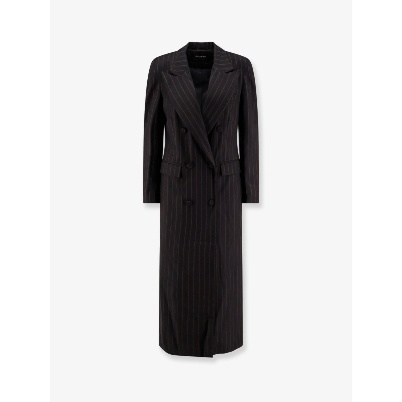 Double-breasted pinstriped coat