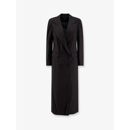 Double-breasted pinstriped coat
