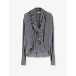 Crepe shirt with rouches