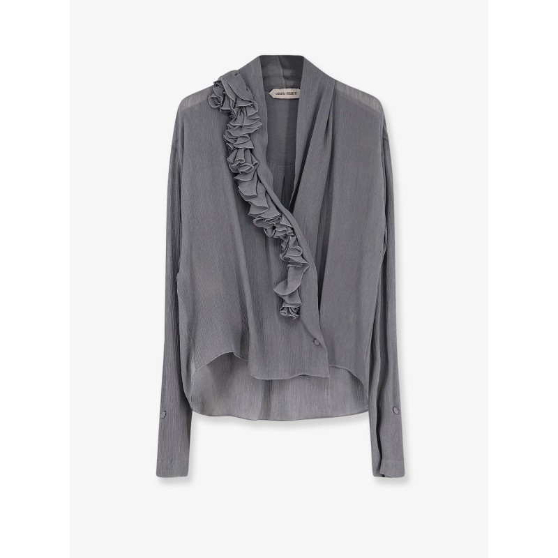 Crepe shirt with rouches