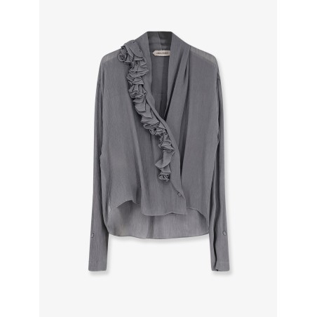Crepe shirt with rouches
