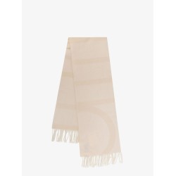 Jacquard virgin wool scarf with logo monogram