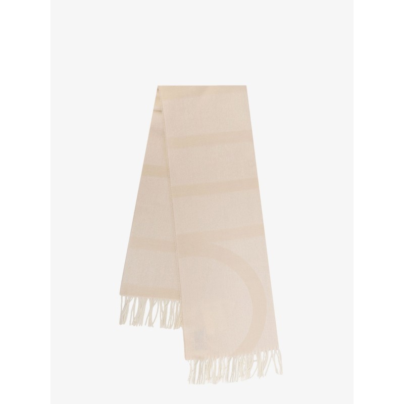 Jacquard virgin wool scarf with logo monogram
