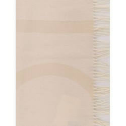 Jacquard virgin wool scarf with logo monogram