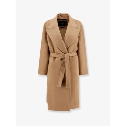 Valle cashmere coat with belt at waist