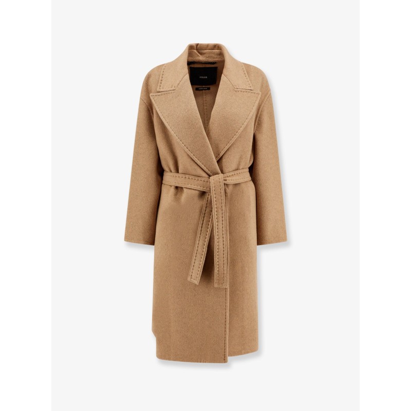 Valle cashmere coat with belt at waist