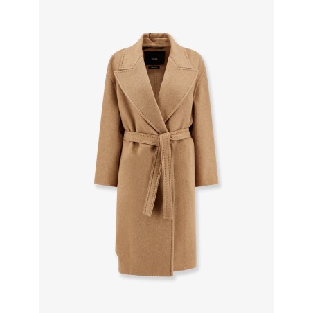 Valle cashmere coat with belt at waist