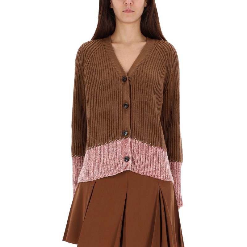 CARDIGAN WITH "COLOR BLOCK" PATTERN