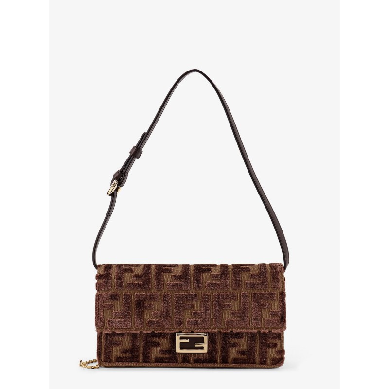 Wallet On Chain Baguette FF velvet jacquard bag