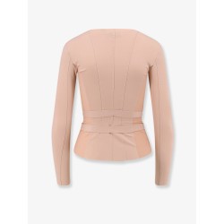 Stretch fabric top with metal details