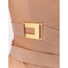 Stretch fabric top with metal details