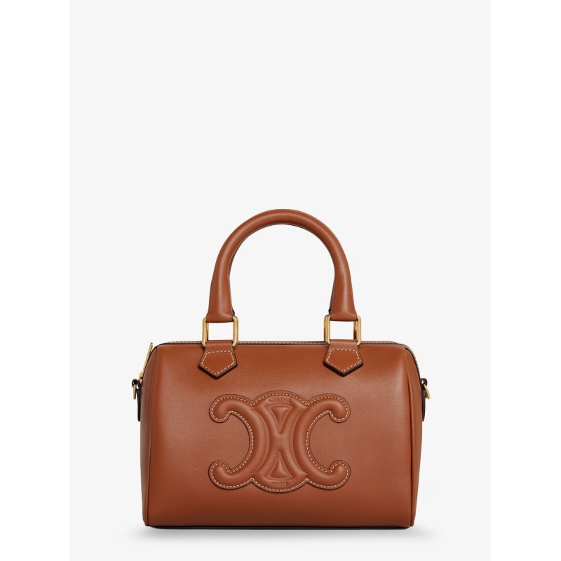 Small Boston leather handbag with logo on the front