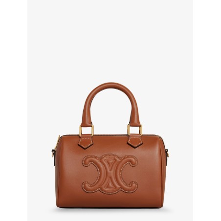 Small Boston leather handbag with logo on the front