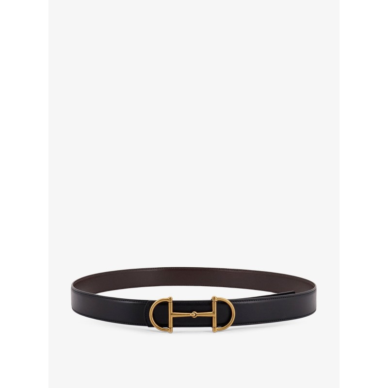 Leather belt with metal Horsebit