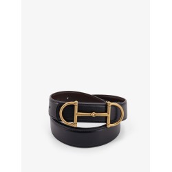 Leather belt with metal Horsebit